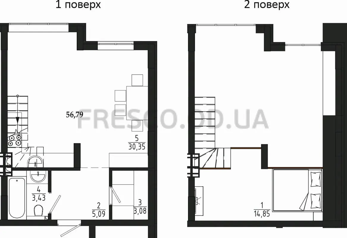 Двухкомнатная квартира · 56.79 м² · ЖК Сады ривьеры