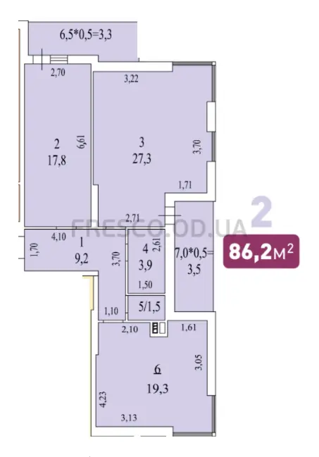 Двухкомнатная квартира · 84.1 м² · ЖК Лотос Холл
