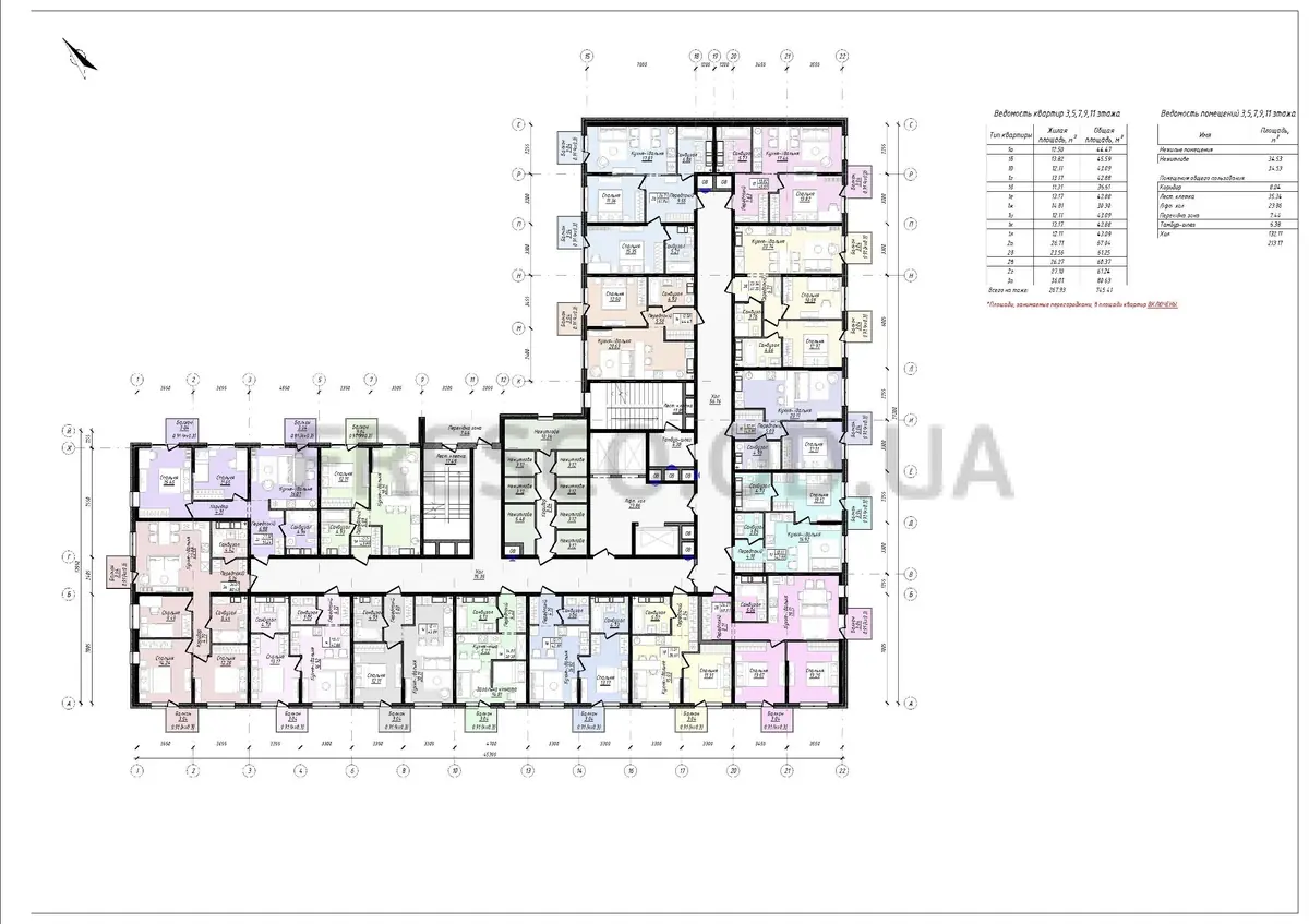 ЖК Скай сити Плюс (Sky City) секция 9 план 3,5,7,9,11 этажа