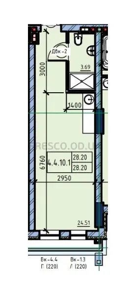 Однокомнатные апартаменты · 28.2 м² · Пространство у Стамбульского парка