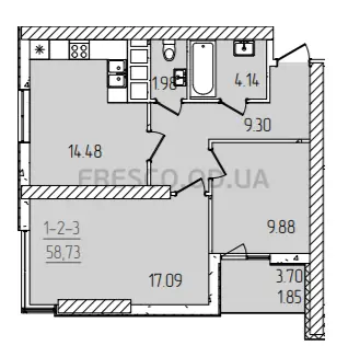 Двухкомнатная квартира · 60.4 м² · ЖК 63 Жемчужина