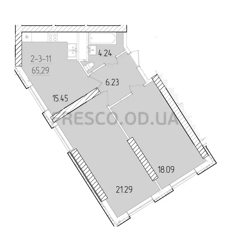 Двухкомнатная квартира · 65.6 м² · ЖК 63 Жемчужина