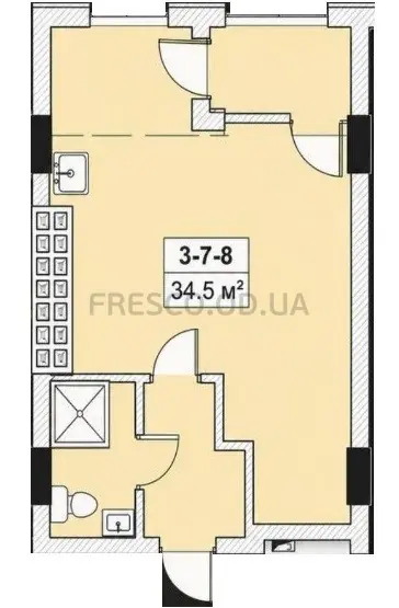 Однокомнатная квартира · 34.5 м² · ЖК Голден Сити