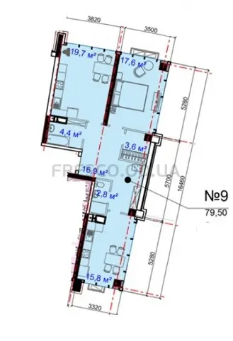 Двухкомнатная квартира · 79.5 м² · ЖК Авторский район