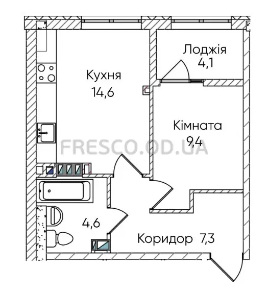Однокомнатная квартира · 39.9 м² · ЖК Гринвич Парк
