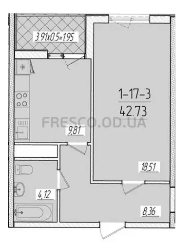 Однокомнатная квартира · 42.0 м² · ЖК 66 Жемчужина