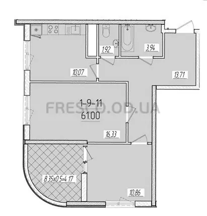 Двухкомнатная квартира · 60.2 м² · ЖК 66 Жемчужина