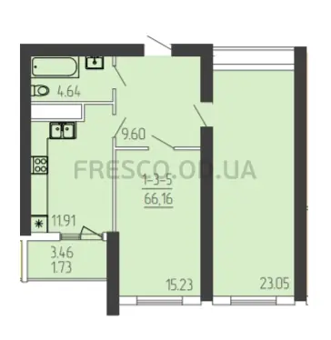 Двухкомнатная квартира · 69.2 м² · ЖК 65 Жемчужина