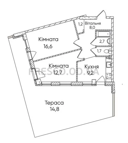 Двухкомнатная квартира · 66.9 м² · ЖК Гринвич Парк