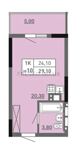 Студия · 29.1 м² · ЖК Акварель 3