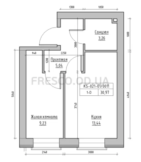 Однокомнатная квартира · 30.97 м² · ЖК Кекс (Keks)
