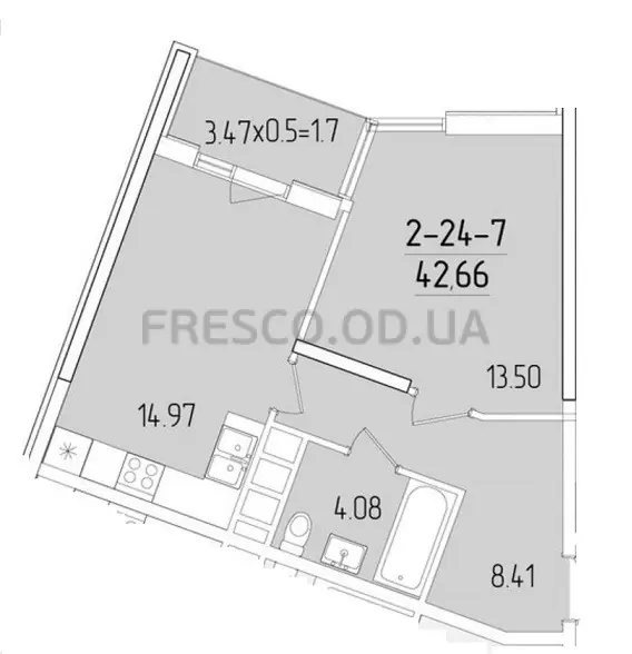 Однокомнатная квартира · 43.0 м² · ЖК 67 Жемчужина