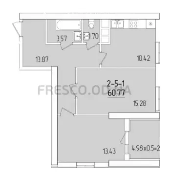 Двухкомнатная квартира · 62.8 м² · ЖК 67 Жемчужина