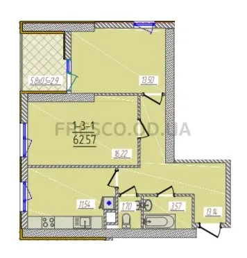 Двухкомнатная квартира · 63.5 м² · ЖК 66 Жемчужина