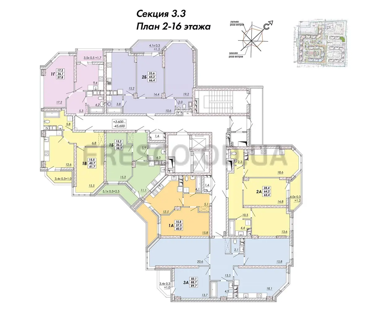 ЖК RealPark (Реал Парк) секция 3.3 план типового этажа