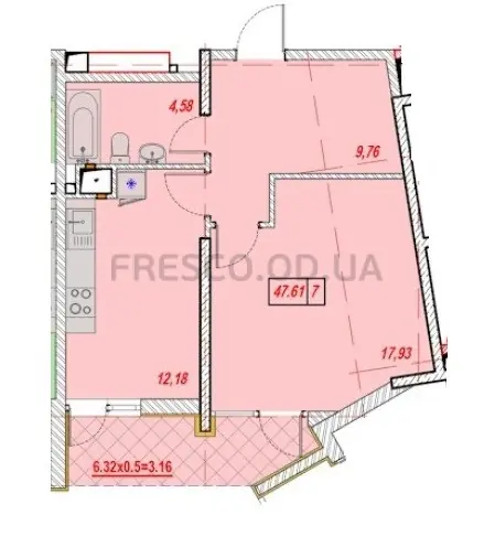 Однокомнатные апартаменты · 47.23 м² · ЖК Таймс (Times)