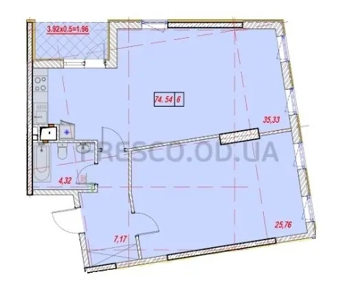 Двухкомнатные апартаменты · 74.17 м² · ЖК Таймс (Times)