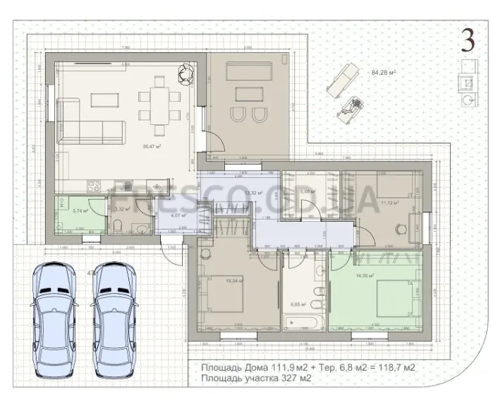 Таунхаус · 118.7 м² · Коттеджи Семила (КГ Semila)