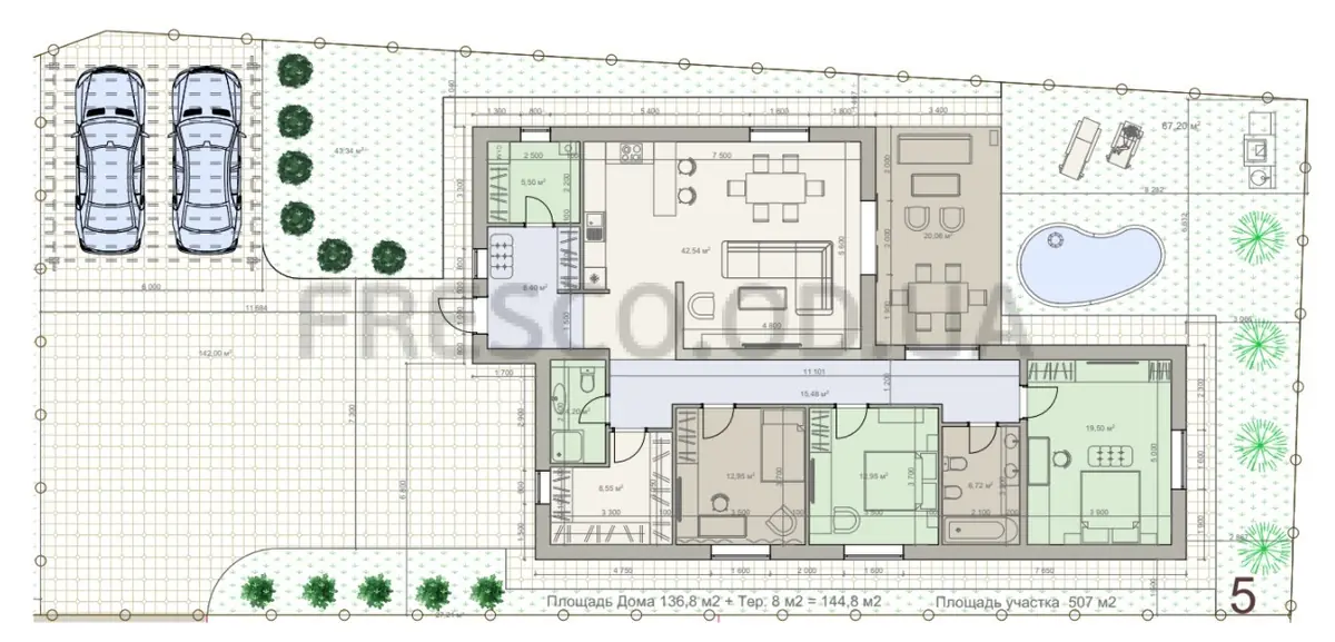 Таунхаус · 144.8 м² · Коттеджи Семила (КГ Semila)