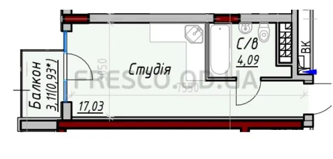 Апартамент-студия · 22.05 м² · ITown (АйТаун)