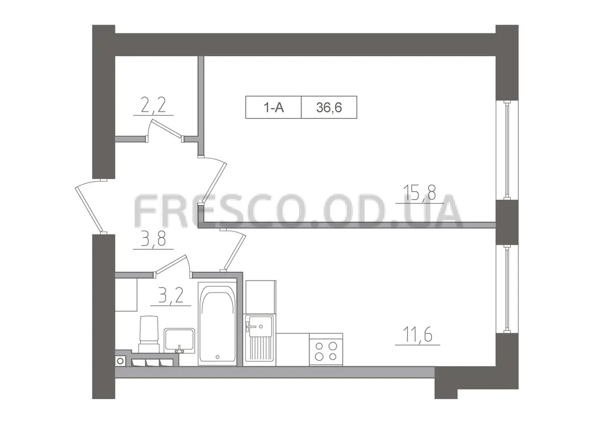 Однокомнатная квартира · 36.6 м² · ЖК Кекс E-Edition ( eKEKS )