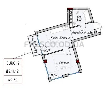 Однокомнатные апартаменты · 40.93 м² · ITown (АйТаун)