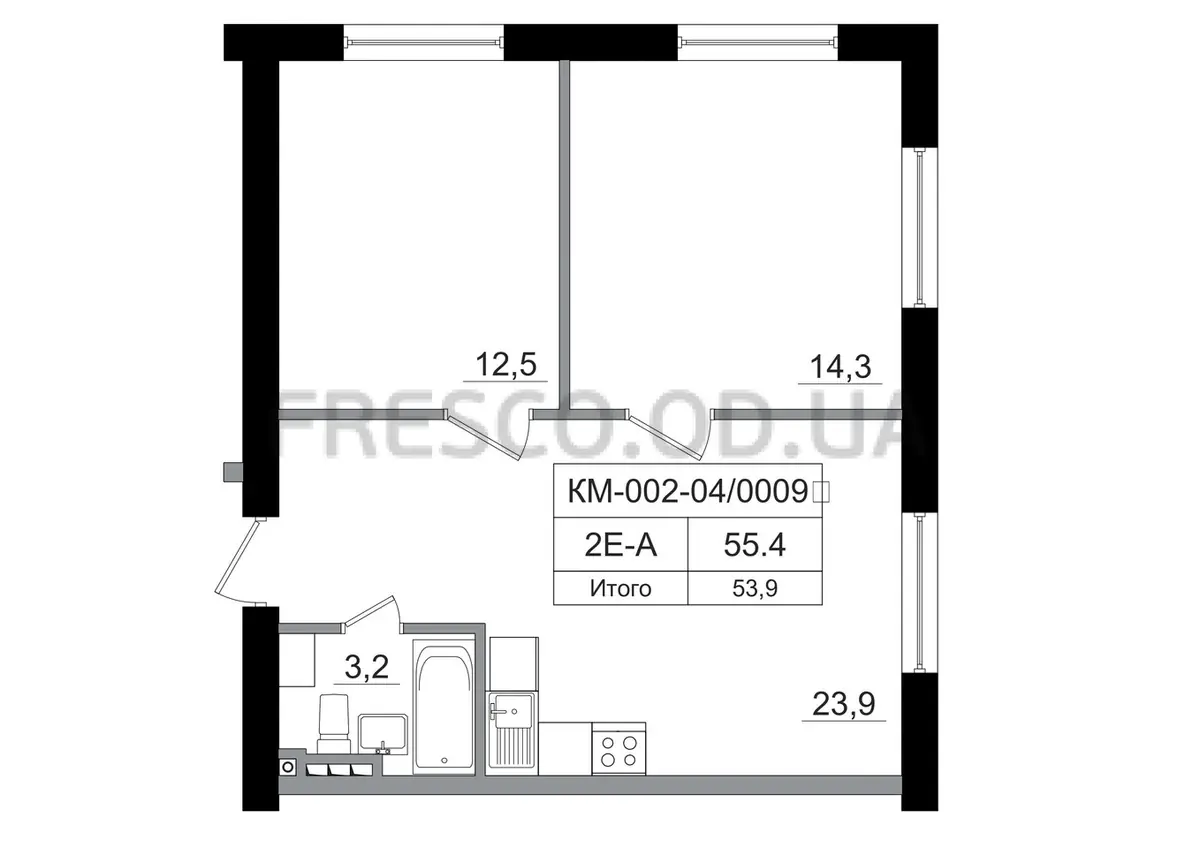 Двухкомнатная квартира · 43.7 м² · ЖК Кекс E-Edition ( eKEKS )