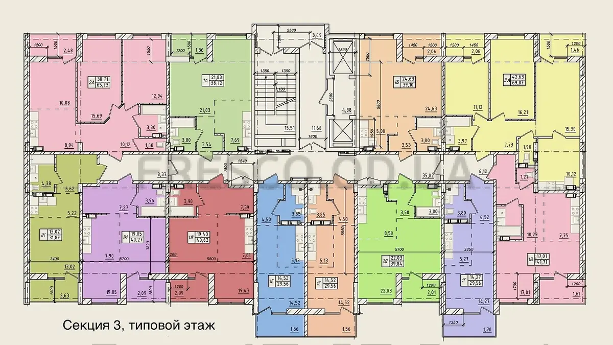 ЖК Сити Парк 3 секция типовой план этажа