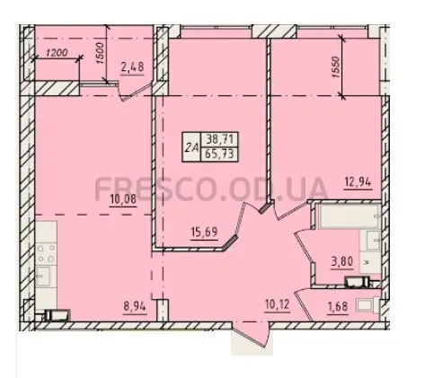 Двухкомнатная квартира · 65.73 м² · ЖК Сити Парк