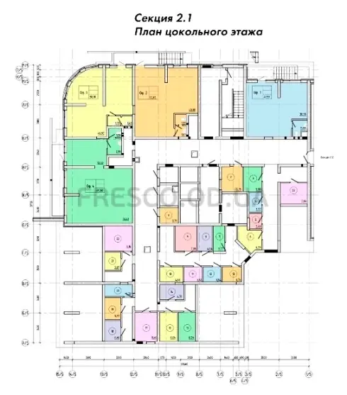 ЖК Модерн на Ивана Франко, 40 секция 2.1 план цокольного этажа