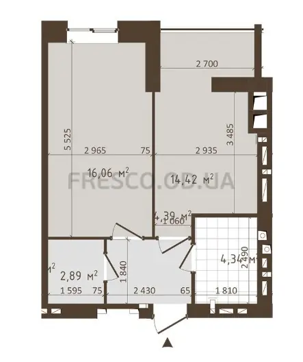 Однокомнатная квартира · 42.1 м² · ЖК Одесская Чайка