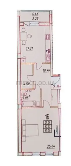 Однокомнатная квартира · 65.06 м² · ЖК Дом Потоцкого