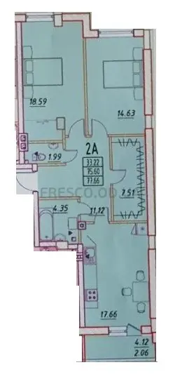 Двухкомнатная квартира · 77.66 м² · ЖК Дом Потоцкого