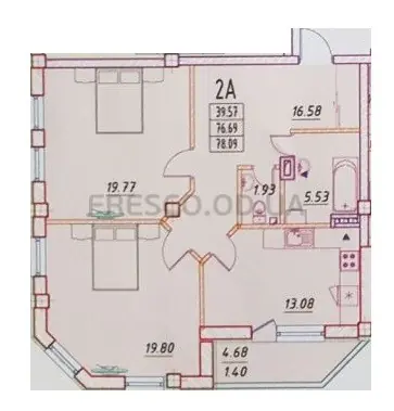 Двухкомнатная квартира · 78.09 м² · ЖК Дом Потоцкого