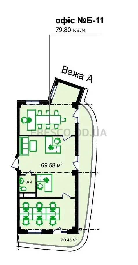 Трёхкомнатные апартаменты · 79.8 м² · ЖК UNITY TOWERS (ЮНИТИ ТАУЭРС)