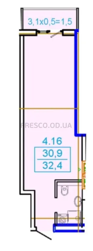 Студия · 32.4 м² · ЖК ЭЛЛАДА
