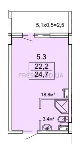 Апартамент-студия · 24.9 м² · ЖК Бриз Марин