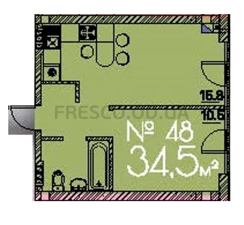 Однокомнатная квартира · 34.6 м² · ЖК Рю МЕНАР (Rue Menars)