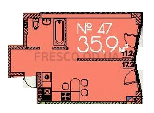 Однокомнатная квартира · 36.1 м² · ЖК Рю МЕНАР (Rue Menars)