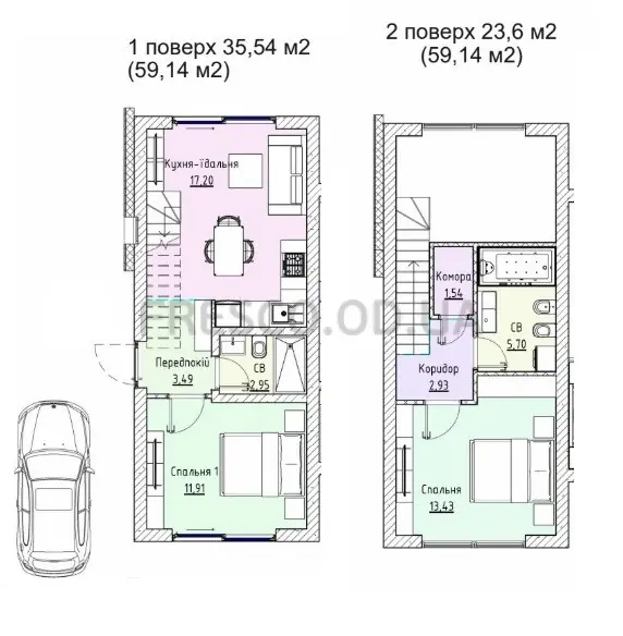 Двухкомнатная квартира · 59.14 м² · Гросс либенталь