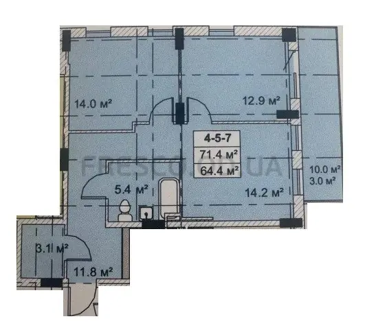 Двухкомнатная квартира · 64.4 м² · ЖК Голден Сити