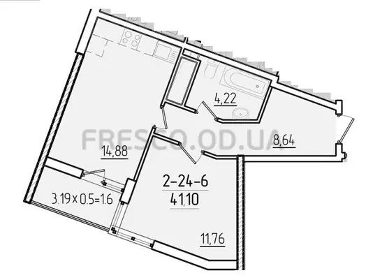 Однокомнатная квартира · 40.8 м² · ЖК 67 Жемчужина