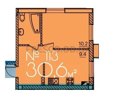 Студия · 30.6 м² · ЖК Рю МЕНАР (Rue Menars)