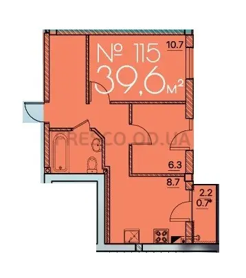 Однокомнатная квартира · 39.6 м² · ЖК Рю МЕНАР (Rue Menars)