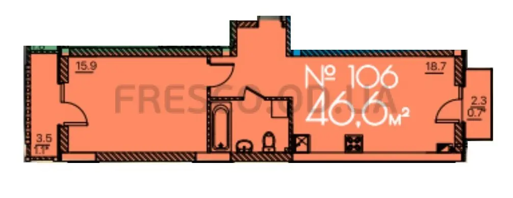 Однокомнатная квартира · 47.0 м² · ЖК Рю МЕНАР (Rue Menars)