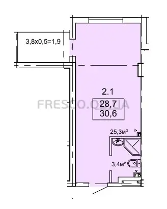 Апартамент-студия · 30.7 м² · ЖК Бриз Марин