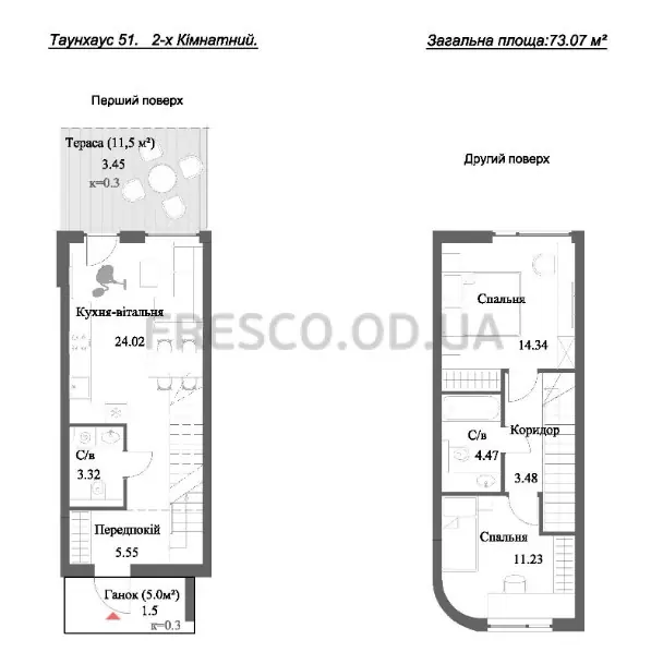 Таунхаус · 73.07 м² · Таунхаусы АртПарк