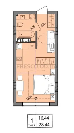 Студия · 28.43 м² · ЖК Акварель 10
